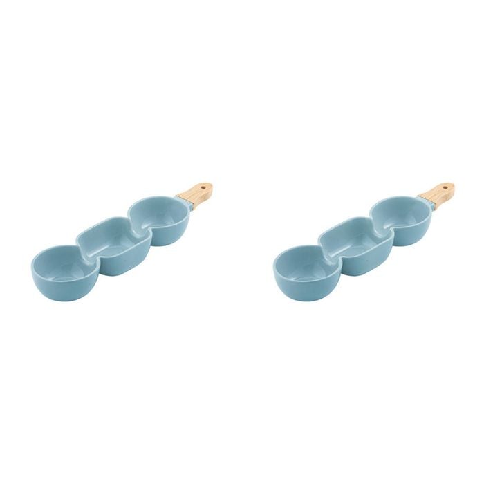 2PK Ladelle Alto Serve & Share Pale Blue 3 Part Stick Snack Serving Platter