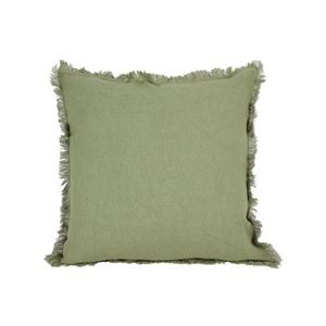Maine & Crawford Ripley 50x50cm Waffle Cushion w/ Fringing - Olive