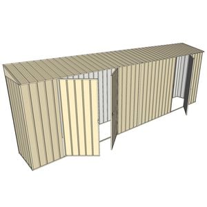 Build-a-Shed 0.8 x 6 x 2m Skillion Shed with Double and Single Hinged Side Doors - Cream