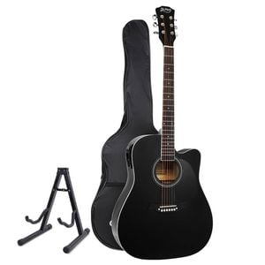Alpha 41in Acoustic Guitar with EQ with Stand - Black