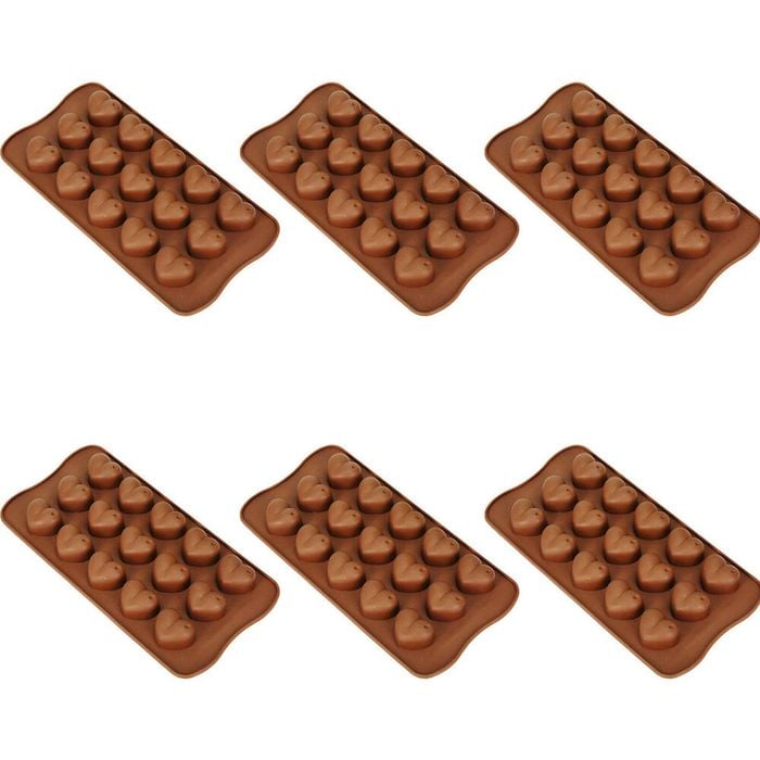 6x 12pc Topchef Silicone Heat Resistant Chocolate Moulds Brown Assorted