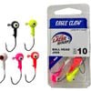 10 Pack of 1/8oz Size 1/0 Eagle Claw Lazer Sharp Ball Head Jigs-Assorted Colours