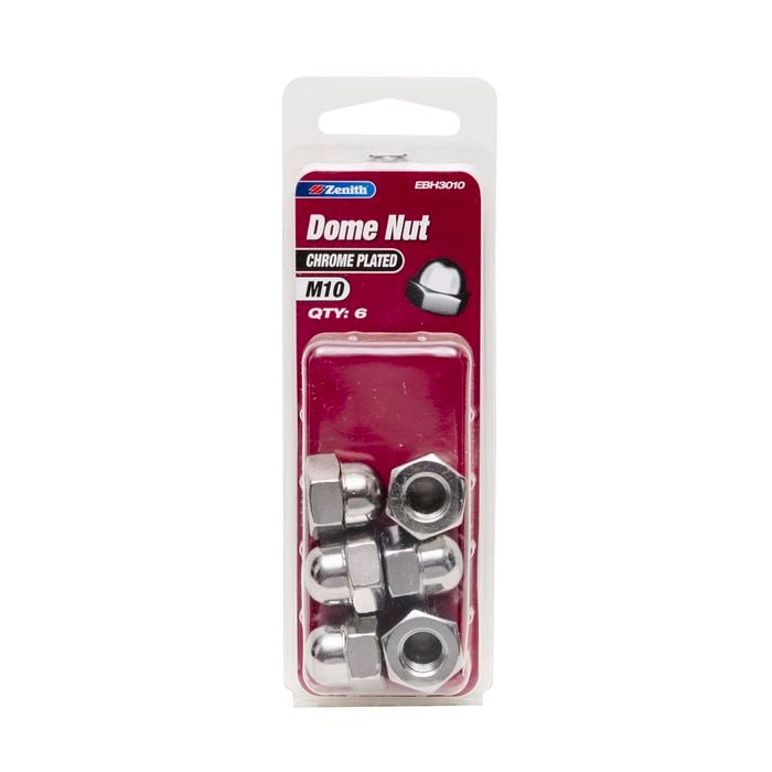 Zenith M10 Chrome Plated Dome Nut - 6 Pack
