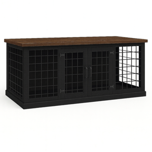 Paws and Willow Open Plan Night Sky with Espresso Top  Wooden Dog Crate Hinged Door with Mesh