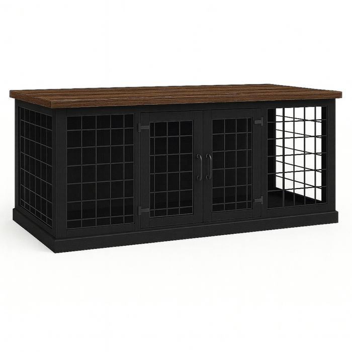 Paws and Willow Open Plan Night Sky with Espresso Top  Wooden Dog Crate Hinged Door with Mesh