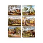 Cinnamon Cork Backed Coasters Set of 6 Working Horses