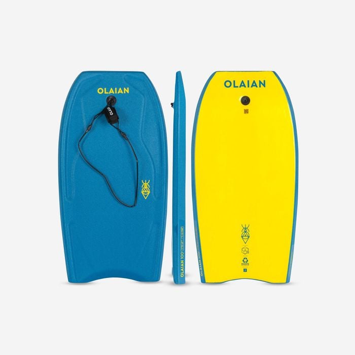 Decathlon | Kids Bodyboard 100 Blue Yellow With Wrist Leash Size 36” - 36
