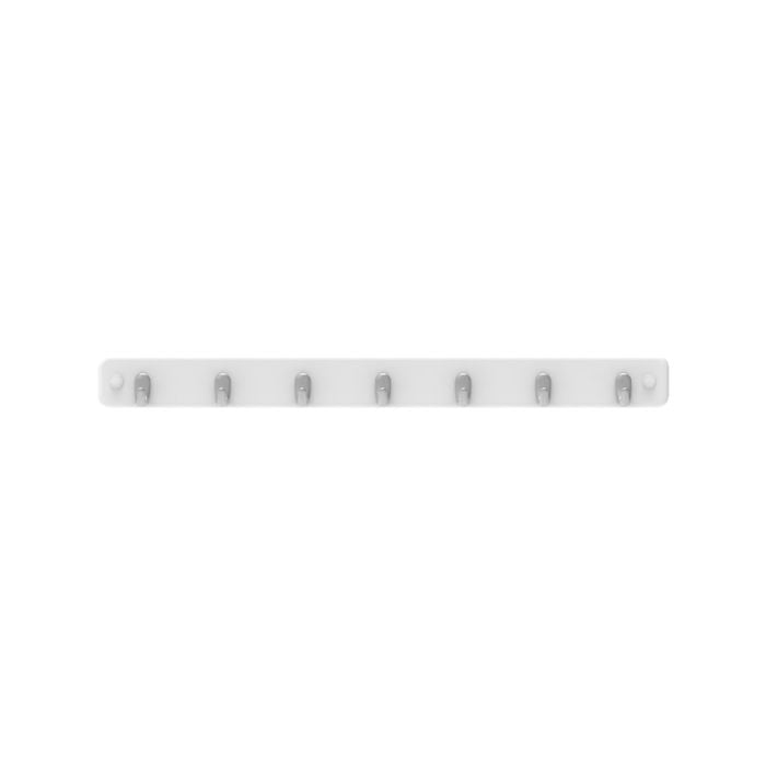 MODE 7 Brushed Nickel Hooks On White Board Key Rack
