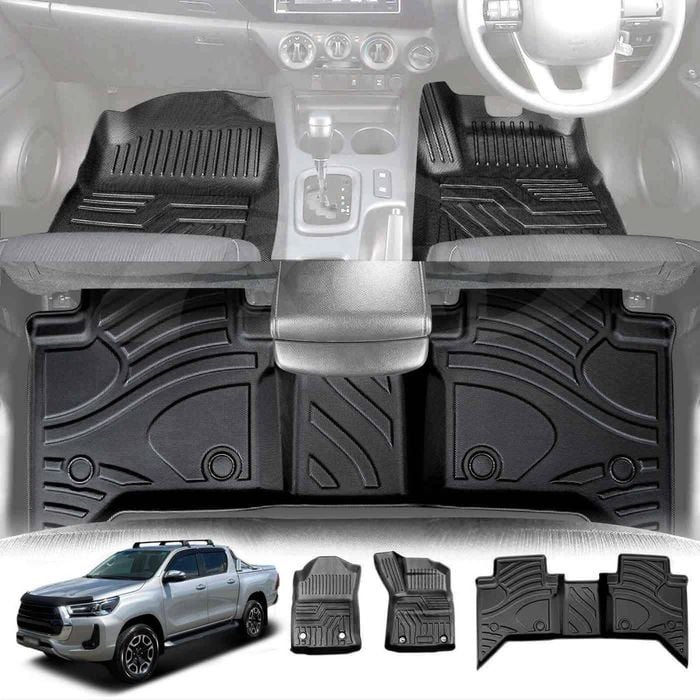 3D All Weather Car Floor Mat Carpet Liner Complete Set for Toyota Hilux Dual Cab Auto 2016-2025