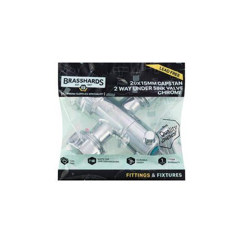 Brasshards Capstan 2 Way Under Sink Valve 20mm x 15mm Chrome Lead Free ...