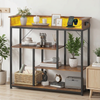 Ufurniture 100cm LED Console Table w/ LED Light & Power Outlet 4-Tier Hallway Table Sofa Table Entryway Cabinet Walnut