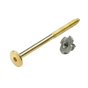 Hafele M6 x 90mm Brass Joint Connector Bolt with T-Nut - 8 Pack