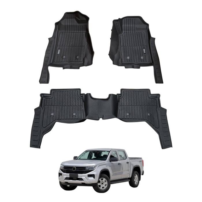 AUSGO 7D Injection Car Floor Mats for Volkswagen Amarok Next-Gen NF Dual Cab 2023-Onwards All-Weather Floor Liners