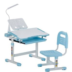 VEVOR Kids Study Chair Desk Set Blue with Bookshelf and Storage Drawer for Bedroom