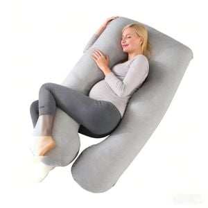 Advwin Maternity Pillow Full Body Pregnancy Pillow U-shaped Fabric Removable Cover Grey
