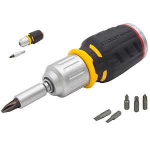 Stanley FatMax Stubby Ratchet Screwdriver and 6 Piece Hexagon Bit Set