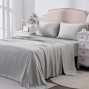 2000TC 4 Piece Bed Sheet Set, Silver Grey,  Super King