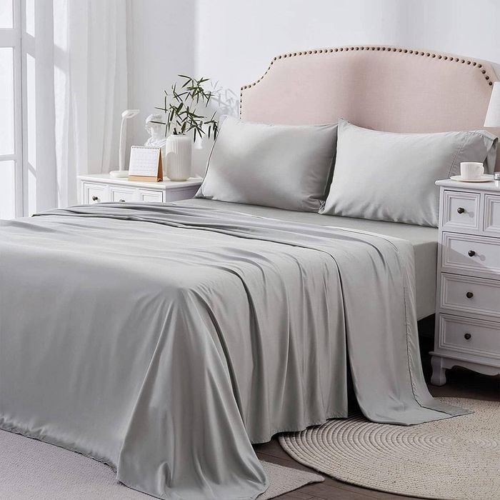 2000TC 4 Piece Bed Sheet Set, Silver Grey,  Super King
