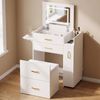 Advwin 3-in-1 Makeup Vanity Desk w/ Flip Top Mirror, Glass Top & Charging Station