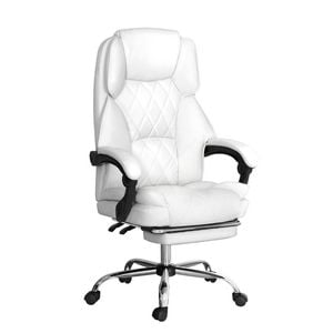 Artiss Ergonomic Office Chair With Headrest Footrest Recliner Computer Gaming Chair White