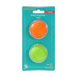 2pc Paws And Claws Solid Rubber Ball Pet Dog chase/Fetch Toy Set Assorted