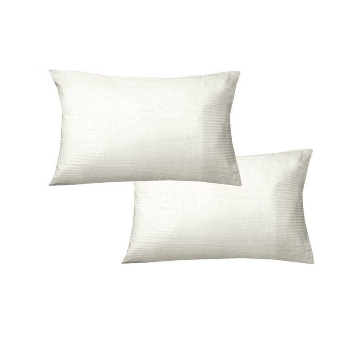600TC Pair of Narrow Self Striped Standard Pillowcases Cream