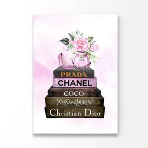 Pink Perfume On Book set   Print 100% Australian Made 90 x 120cm  (Stretched)