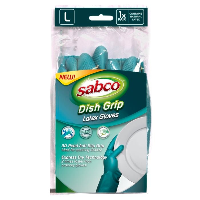 Sabco Large Dish Grip Latex Gloves - 1 Pair
