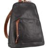 Milleni Women's Leather Twin Zip Travel Backpack Bag 24x32cm Black Chestnut