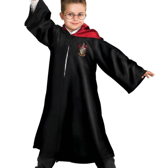 Harry Potter Kids Robe Halloween Costume with Hood and House Emblem Licensed – Black Colour, 6 Years+