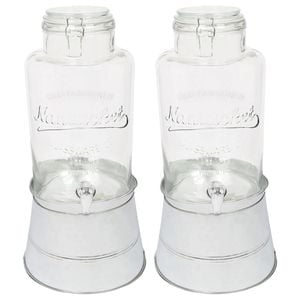 Rink Drink Glass Drinks Dispensers with Tap & Silver Bucket Stand - 8.7L - Pack of 2