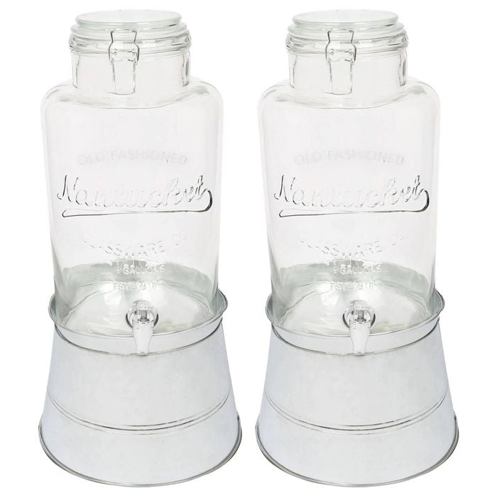 Rink Drink Glass Drinks Dispensers with Tap & Silver Bucket Stand - 8.7L - Pack of 2