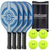Premium Starter PickleBall Set with 4 Paddles, 4 Regulation Pickleballs and Carry Case. Steel Blue Style