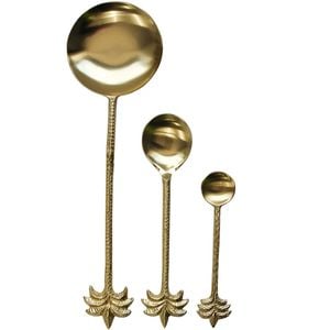 3pc LVD Stainless Steel/Brass Spoon Serving Cutlery Set 27/17/13cm Palm