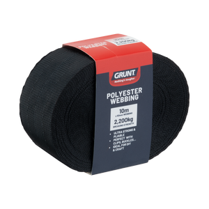 GRUNT 50mm x 10m Black Heavy Duty Polyester Webbing