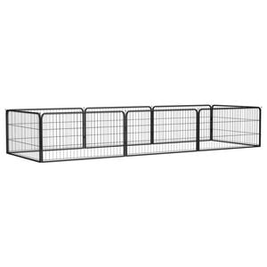 vidaXL Dog Playpen 4 Panels Black Powder-coated Steel Kennel Cage Multi Sizes