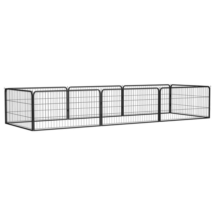 vidaXL Dog Playpen 4 Panels Black Powder-coated Steel Kennel Cage Multi Sizes