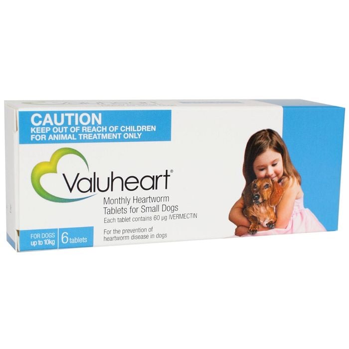 Valuheart For Small Dogs Up To 10kg Heartworm Tablet Blue 6 Pack