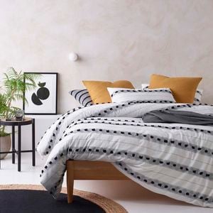 Vintage Design Homewares King White Serapian Black/White Cotton Quilt Cover Set