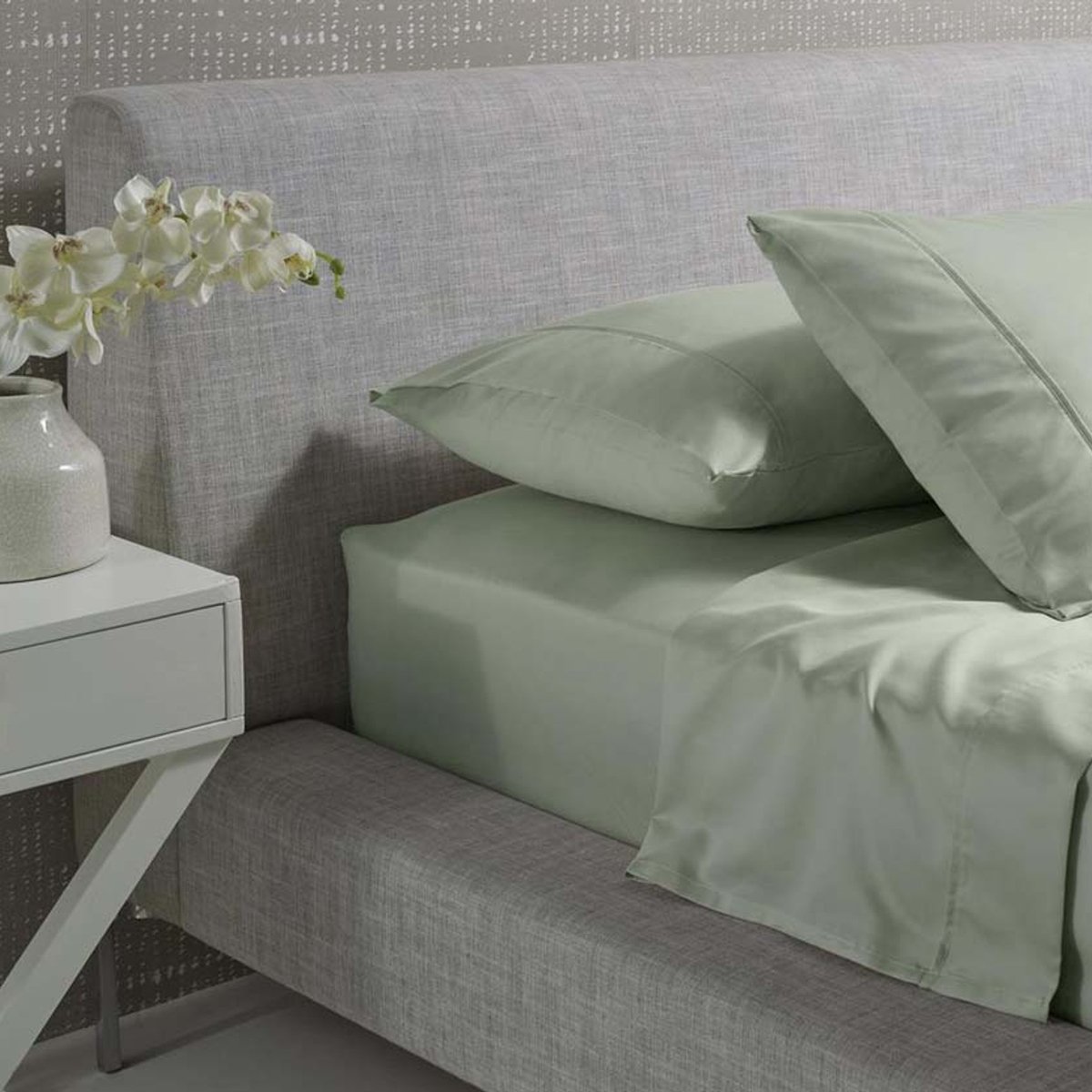 Sage Green Cotton Flannelette Sheet Set with 40cm Wall for King Size main image 1
