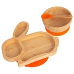 Tiny Dining 3pc Bamboo Rabbit Baby Feeding Set with Suction Cup