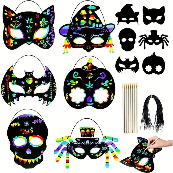 Lifebay Halloween Scratch Art Mask Set (72pcs)