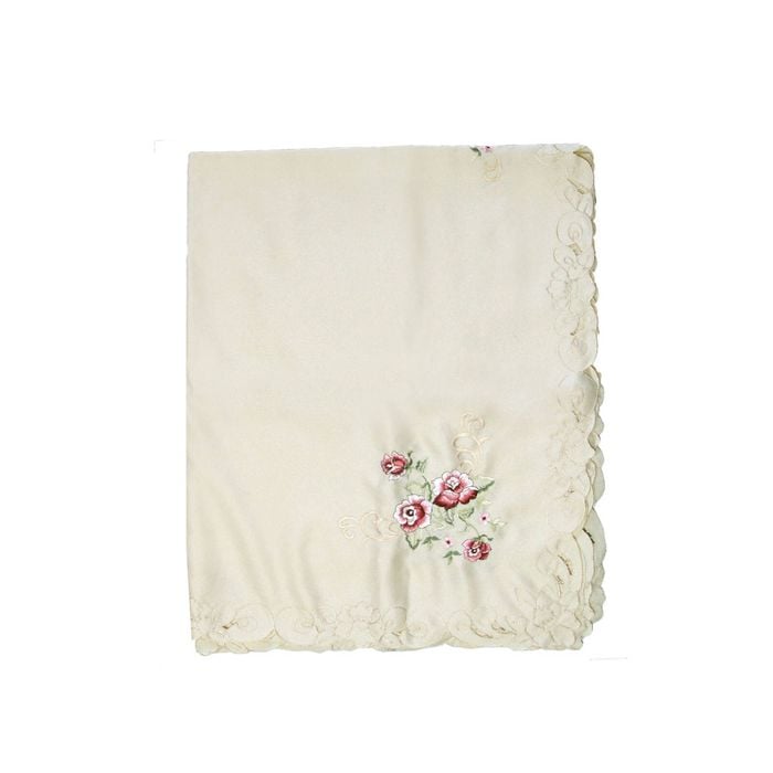 Savannah Flowers Cream Embroidered Cutout Rectangular Tablecloth 152 x 228 cm