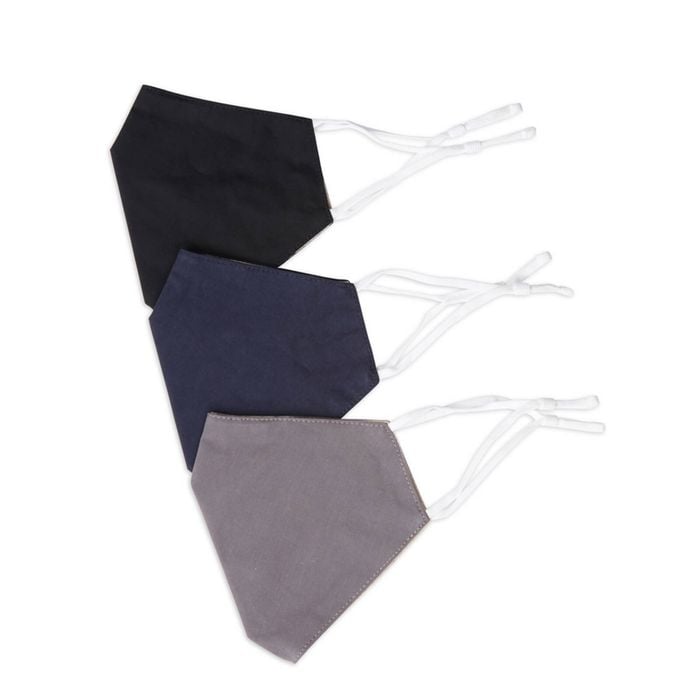 3pc Be Wise Unisex Breathable Fabric Reusable Face Mask Navy/Black/Charcoal
