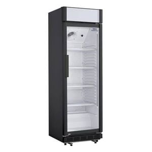 Nisbets Essentials Upright Display Cooler With Light Box Fan Assisted Cooling Black 346l 1935x620x635mm Commercial Fridge