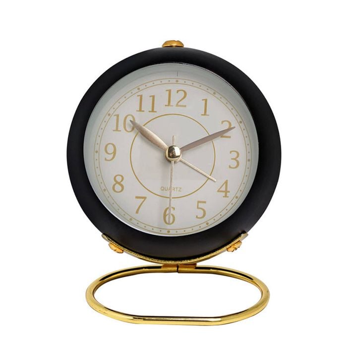 Catzon Retro Alarm Clocks Silent Non-ticking With Light-black