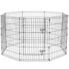 8pc Paws & Claws Pet/Puppy Play Pen Cage 61cm 6 Sided Enclosure Fence Medium BLK