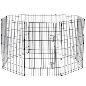 8pc Paws & Claws Pet/Puppy Play Pen Cage 61cm 6 Sided Enclosure Fence Medium BLK