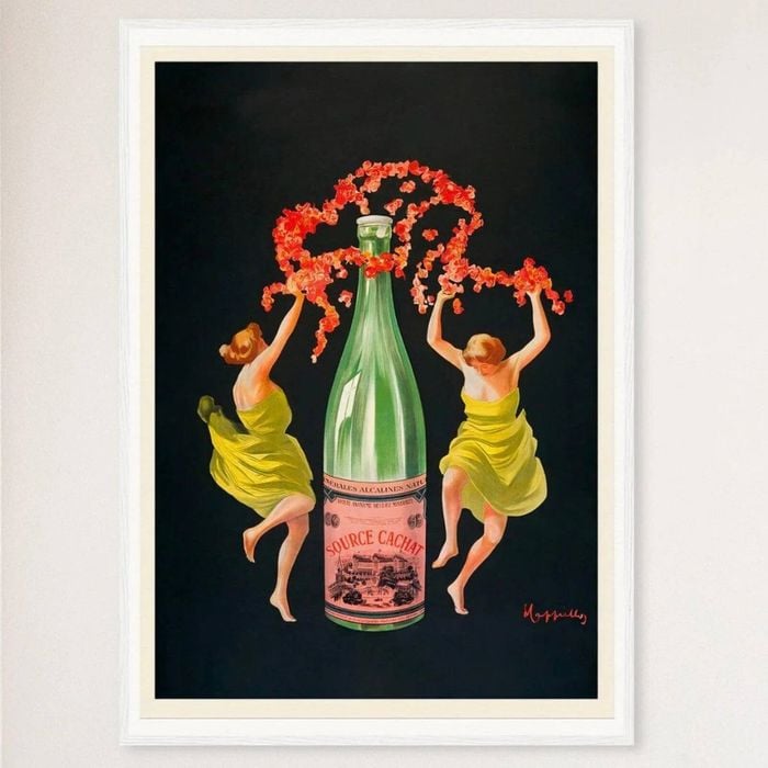 Galrie Evian Cachat Vintage Mineral Water Poster by Leonetto Cappiello for Home Décor, White Frame, A0 84 x 119cm (33 x 47inch)