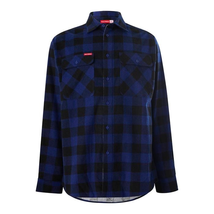 Hard Yakka Blue Long Sleeve Checked Flannel - Size L